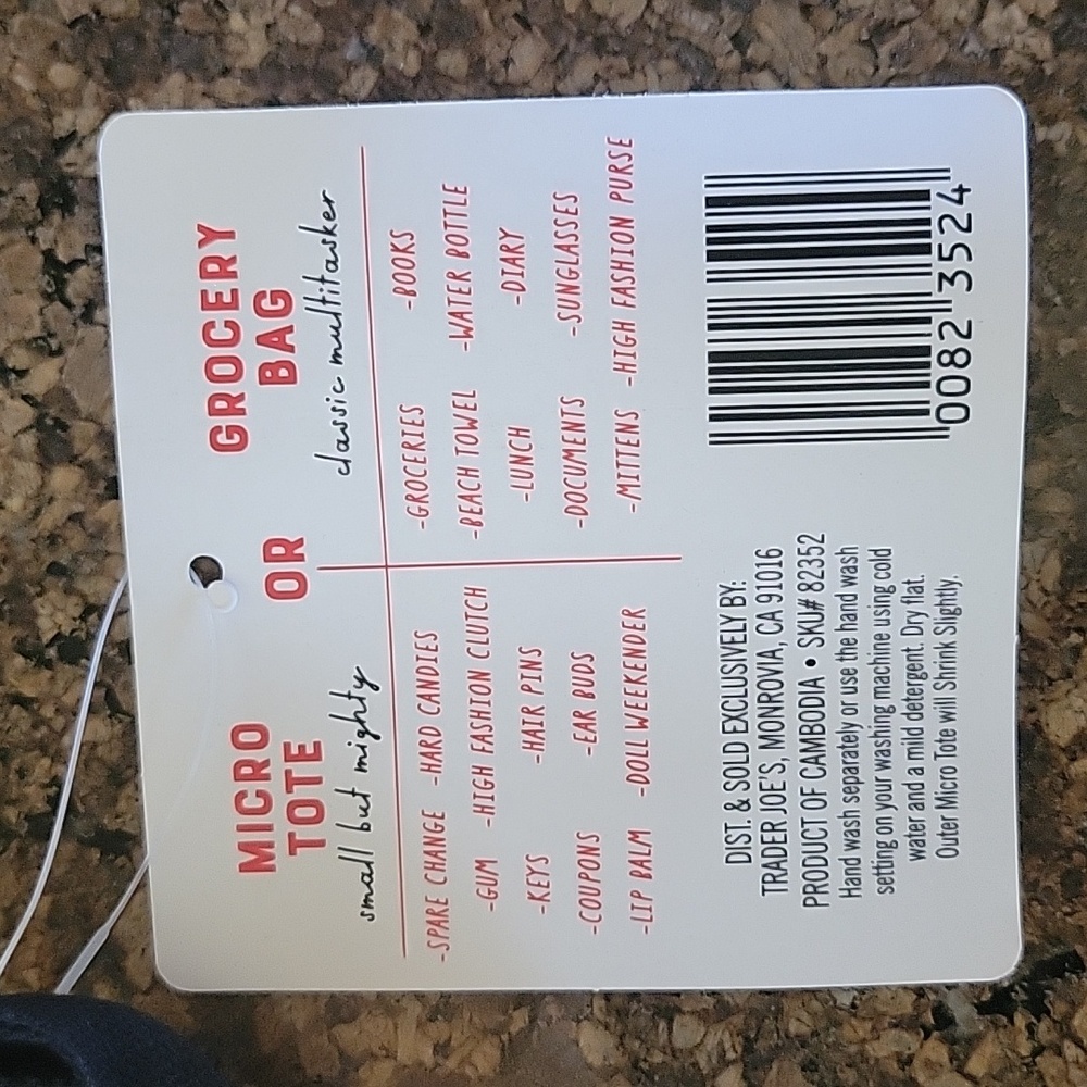 Trader Joe's Micro Tote With Grocery Bag - Picture 5 of 5
